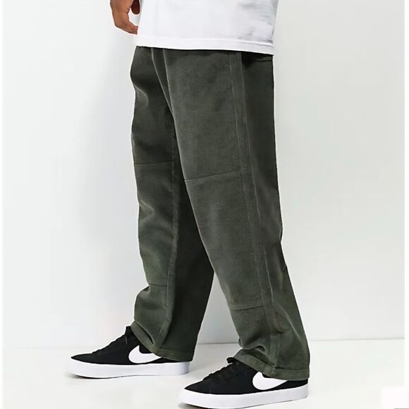 Monet Skateboards | Clipper Olive Dark Green Corduroy Skate Pants, Mens 30 - Picture 2 of 10